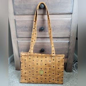 Mcm large leather monogram purse authentic